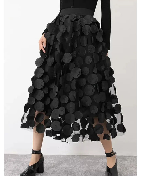 TIGENA Fashion Design Black Tulle Long Skirt for Women 2023 Spring Summer Elegant Vintage A Line High Waist Midi Skirt Female