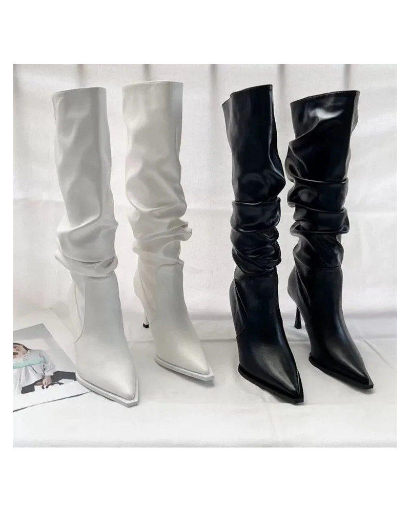 Sexy Winter Women High Boots Fashion Pointed Toe Stiletto Heel Long Boots Ladies Elegant Knee High Boots Shoes Botas De Mujer