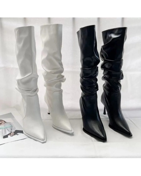 Sexy Winter Women High Boots Fashion Pointed Toe Stiletto Heel Long Boots Ladies Elegant Knee High Boots Shoes Botas De Mujer