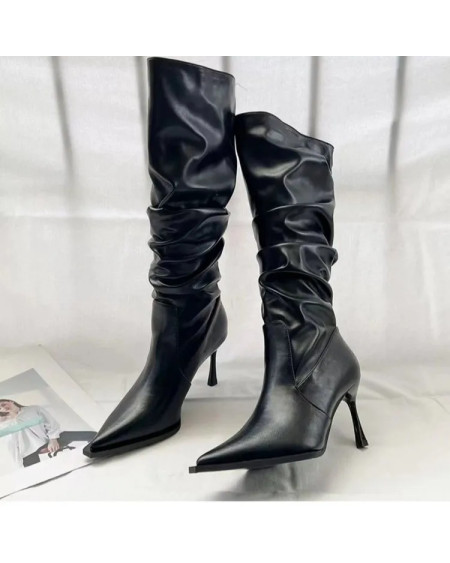 Sexy Winter Women High Boots Fashion Pointed Toe Stiletto Heel Long Boots Ladies Elegant Knee High Boots Shoes Botas De Mujer