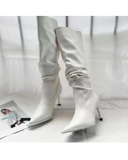 Sexy Winter Women High Boots Fashion Pointed Toe Stiletto Heel Long Boots Ladies Elegant Knee High Boots Shoes Botas De Mujer