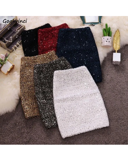 Sequined Party Mini Skirts Women Sexy High Waist Cute A-line Clubwear Autumn Y2k Clothes Retro Korean Fashion Style Faldas Mujer