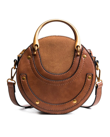 Women's Vintage Frosted Stitching Small Round Bag